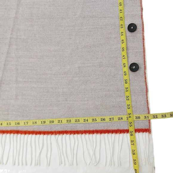 Lambswool Shawl Cape Poncho Womens Small Orange Gray Reversible Two Button Knit - Picture 10 of 11